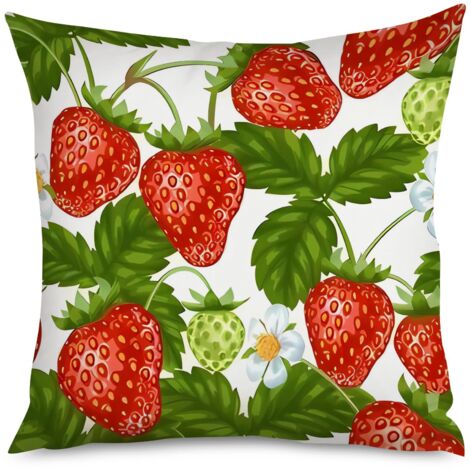 Housse de Coussin Déco Fraises Style Moderne