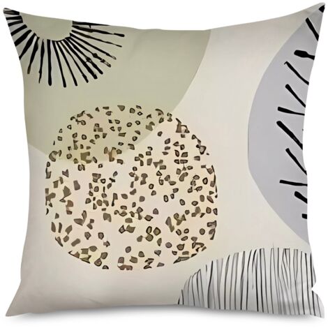 Housse de Coussin Déco Géométrique Noir Blanc Moderne