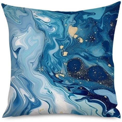 Housse de Coussin Déco Marbre Noir Moderne
