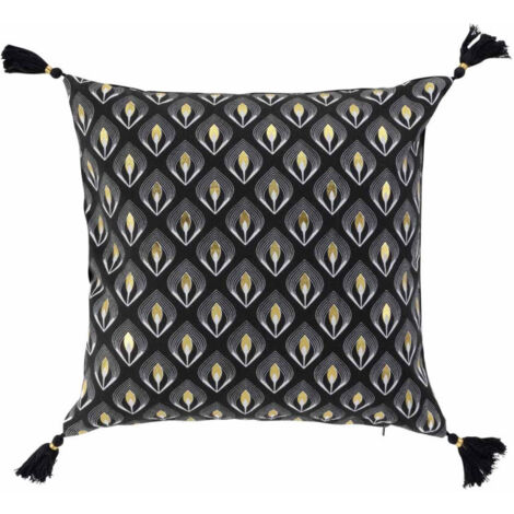 Housse de Coussin Déco "Noireor" 40x40cm Noir
