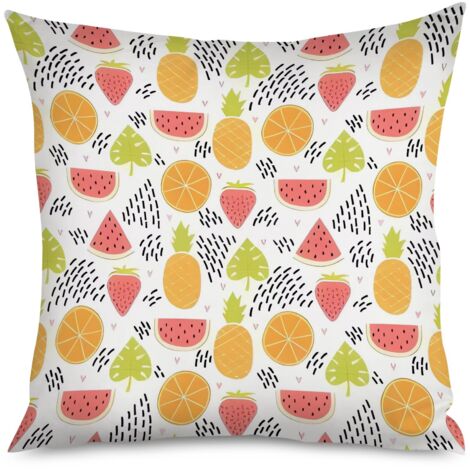 Housse de Coussin décoratif cerises kawaii, rouge vif