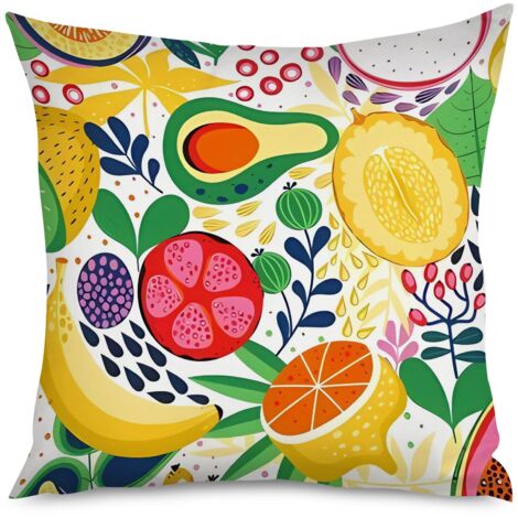 Housse de Coussin décoratif fruits kawaii, cadeau enfant