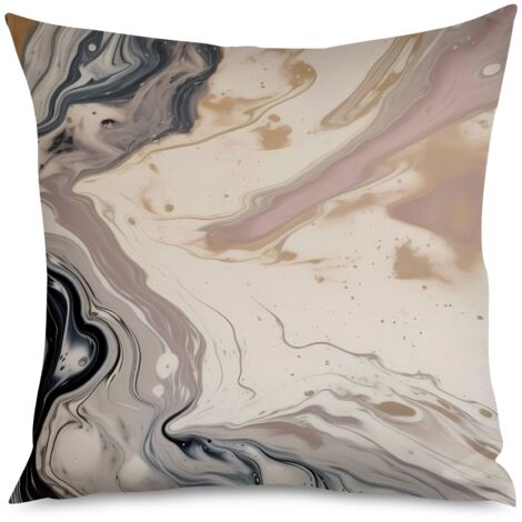 Housse de Coussin Décoratif Marbre Noir Blanc