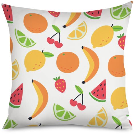 Housse de Coussin décoratif motif fruits mignons, 50x50 cm