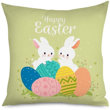 Housse de Coussin décoratif motif lapin de Pâques, 50x50 cm