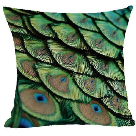 Housse de coussin décorative bohème à motif paon, 45 cm (18 pouces)