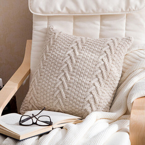 Housse de Coussin Décorative en Coton 18"x18", Beige