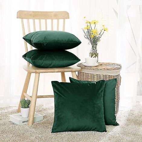 Housse de coussin décorative en velours doux, coloris uni, couleur café, 50 x 50 cm, bleu foncé. Décoration intérieure luxueuse pour salon, canapé et fauteuil.
