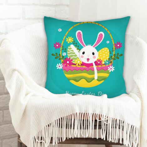 Housse de coussin décorative salon déhoussable pour canapé, lit, chaise décoratif de ferme pour Pâques