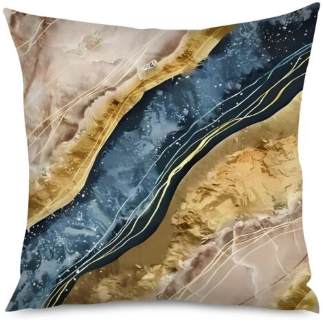 Housse de Coussin Effet Marbre Noir Blanc