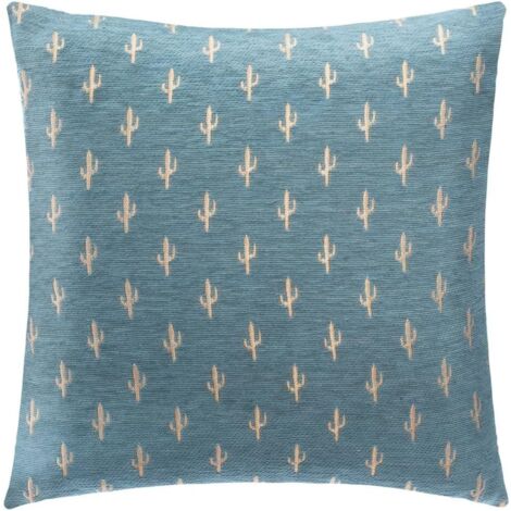 Housse de coussin en chenille motif cactus
