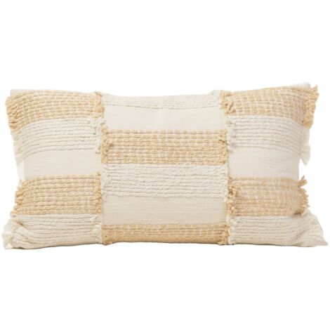 Housse de coussin en Coton brodé à la finition frangée SILAS
