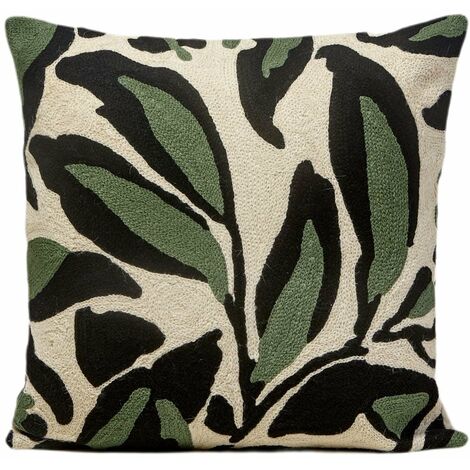 Housse de coussin en Coton brodé de point de chaînette en fil de laine PHEODORA