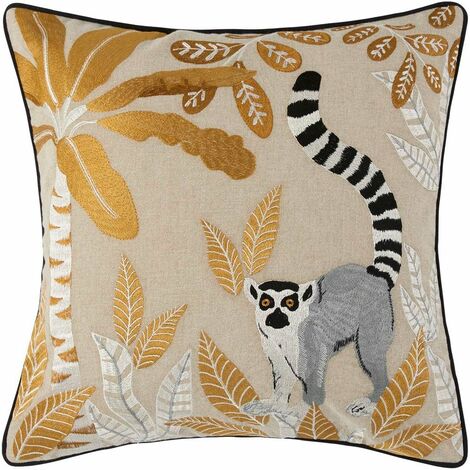 Housse de coussin en Coton brodé, finition passepoil MADAGASCAR