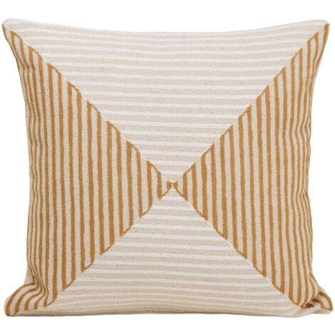 Housse de coussin en Coton épais et broderie chaînette rayée bicolore JHULIO