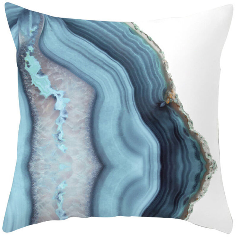 Housse de Coussin en Coton et Lin, 45x45 cm, Motif Agate de Mer, Fermeture Cachée, Élégante Décoration Intérieure