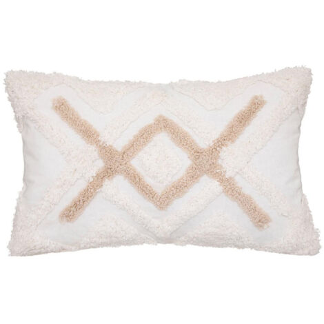 Housse de coussin en Coton Ivoire et Beige Lin tufté 30 x 50 cm - Atmosphera