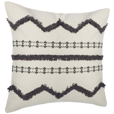 Housse de coussin  en coton Ivoire et Gris tufté 40 x 40 cm - Atmosphera