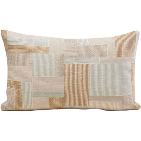 Housse de coussin en Coton rebrodé d’un patchwork graphique ELIASS
