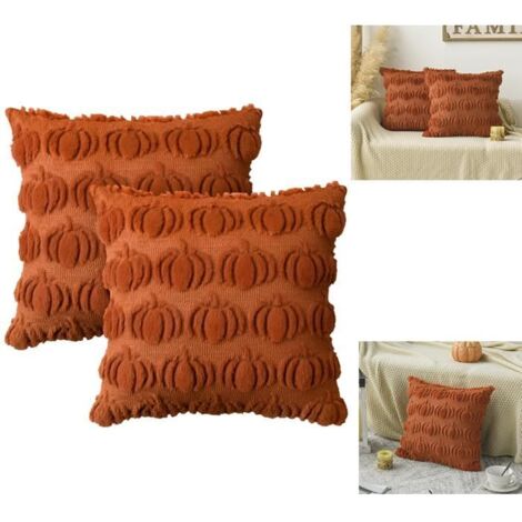 Housse de coussin en fausse fourrure douce, motif citrouilles caramel, 45 x 45 cm, pour décoration d'automne (canapé ou chambre), lo