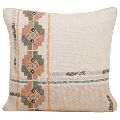 Housse de coussin en Jacquard de coton et broderie ethnique ITZEL