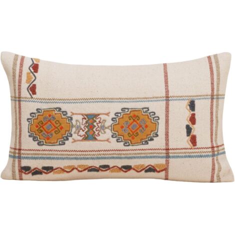 Housse de coussin en Jacquard de coton et broderie ethnique NAYELI