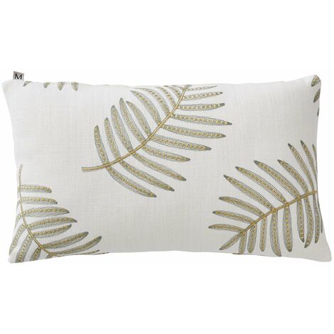 Housse de coussin en Toile de lin viscose rebrodée de feuillages FILICO