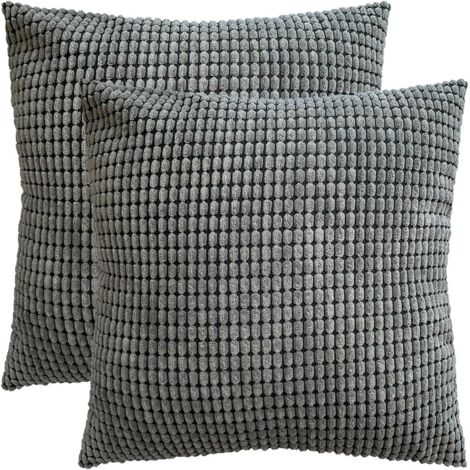 Housse de coussin en velours côtelé 2 pièces (gris, 6060 cm)-Fei Yu