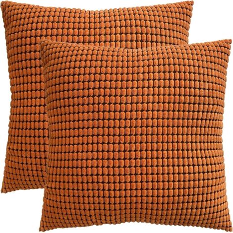 Housse de coussin en velours côtelé 2 pièces (orange, 4545 cm)-Fei Yu