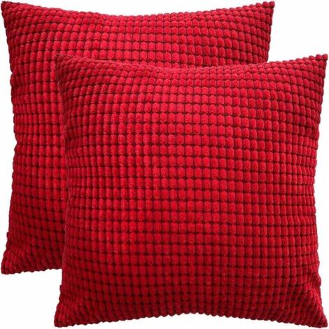Housse de coussin en velours côtelé 2 pièces (rouge, 4545 cm)-Fei Yu