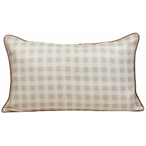 Housse de coussin en Voile de lin imprimé et finition passepoil VICKY