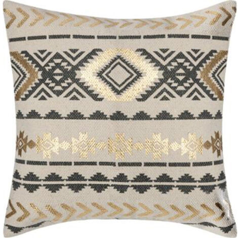 Housse de Coussin "Etnik Gold" 40x40cm Gris