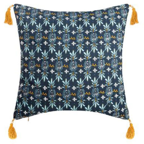 Housse de Coussin "Exotiq" 40x40cm Bleu & Jaune