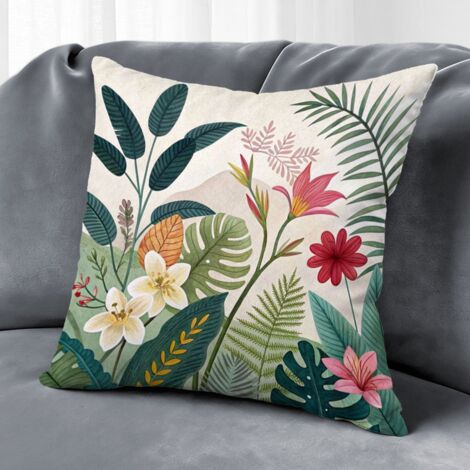 Housse de coussin extérieur fleurs, décoration terrasse canapé-lit,50×50cm
