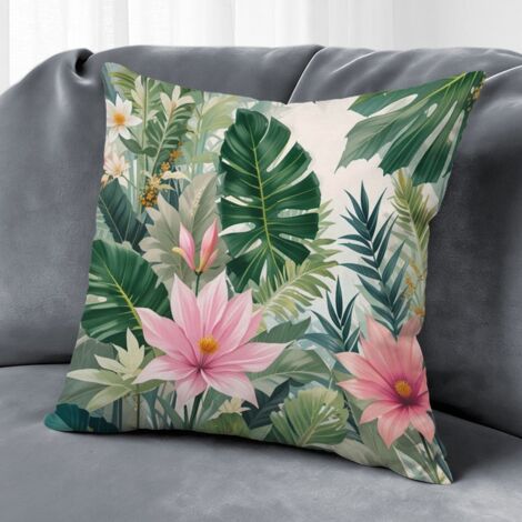 Housse de coussin extérieur fleurs été, décoration canapé,45×45cm