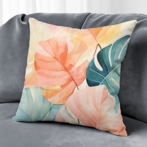 Housse de coussin extérieur fleurs été, décoration chaise banc extérieur,45×45cm
