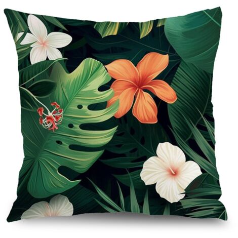 Housse de coussin extérieur fleurs été, décoration salon jardin,40×40cm