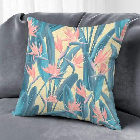 Housse de coussin extérieur fleurs été, décoration terrasse jardin,40×40cm
