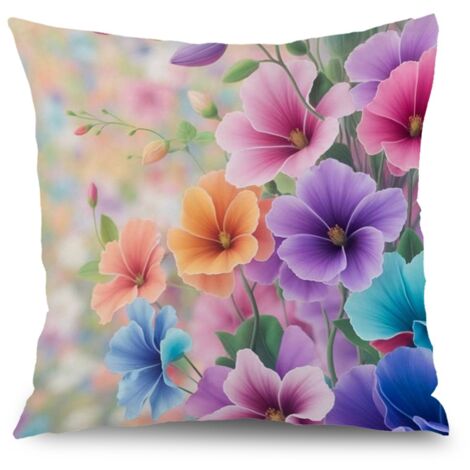 Housse de coussin extérieur fleurs été,décoration chaise banc,45×45cm