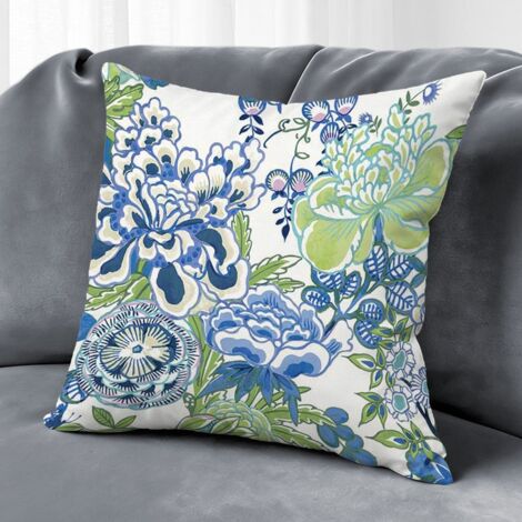 Housse de coussin extérieur fleurs jardin, décoration patio terrasse printemps été pour chaise banc canapé,45×45cm