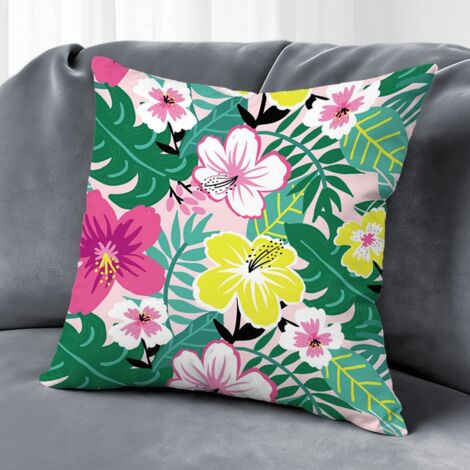 Housse de coussin extérieur fleurs printemps, décoration salon jardin,40×40cm