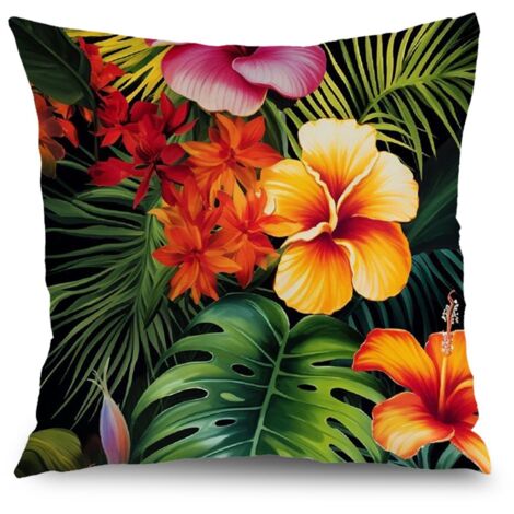 Housse de coussin extérieur fleurs printemps été, décoration canapé jardin,40×40cm