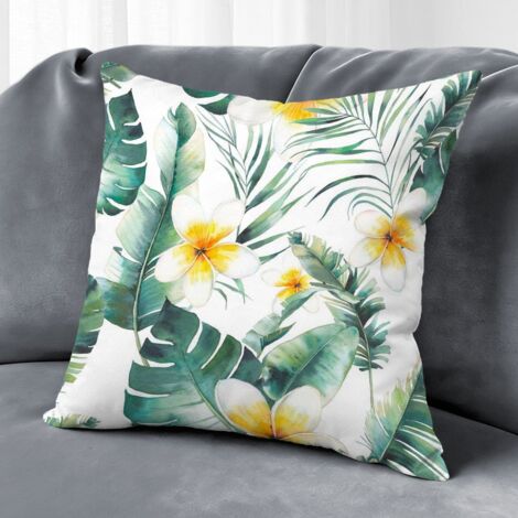 Housse de coussin extérieur fleurs, style ferme rustique pour canapé jardin,50×50cm