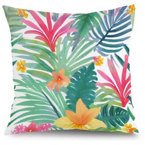 Housse de coussin extérieur floral, décoration chaise banc extérieur,45×45cm