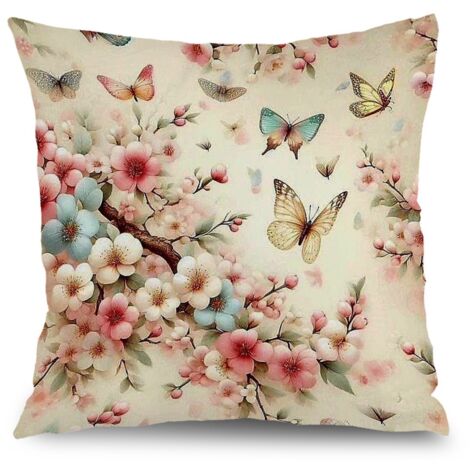 Housse de coussin extérieur floral, décoration maison printemps été pour salon chambre,40×40cm