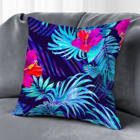 Housse de coussin extérieur floral, style rustique pour chaise banc,50×50cm