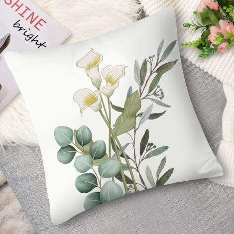Housse de coussin feuillage bohème, naturel