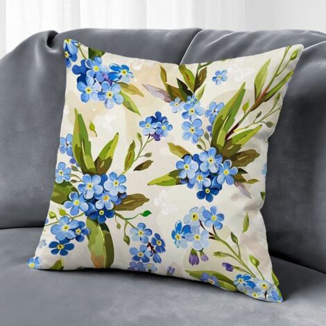 Housse de coussin feuilles vertes coton, décoration maison,50×50cm