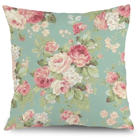 Housse de coussin feuilles vertes fleurs, décoration canapé-lit intérieur extérieur,40×40cm