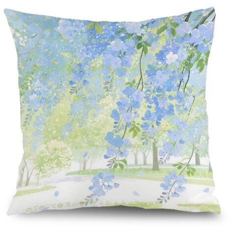 Housse de coussin feuilles vertes floral, décoration canapé,45×45cm